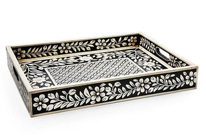 Nouveau Plateau de Service Rectangulaire Art Déco en Os Incrusté Fait Main pour les Occasions de Noël - Product Image 3