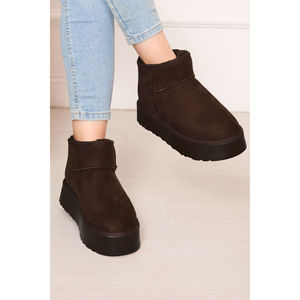 Botas de Tobillo para Mujer, Forradas de Piel, Color Marrón, Tacón de 5 cm, Transpirables, Estilo Clásico para Nieve, Suela Plana de Plataforma, Zapatos de Algodón para Otoño/Invierno - Product Image 1