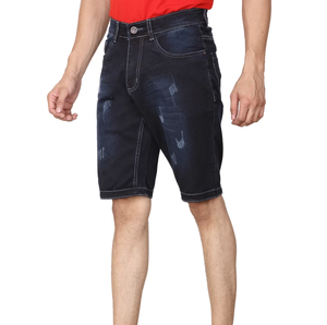 Shorts en jean bleu foncé de haute qualité pour hommes, style streetwear vintage 2025, poche personnalisée, méthode de tissage non tissé respirante, uni - Product Image 2