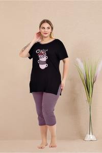 Conjunto de Pijama Capri para Mujer Talla Grande, Tela de Viscosa, Ligero, Suave, Ropa de Dormir de Verano, Talla Grande - Product Image 2