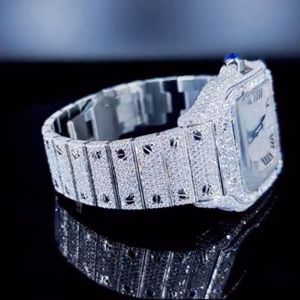 Mejor venta Unisex Iced out Lab Grown Watch Auto Fecha Característica Reloj de diamante incoloro de alta calidad a precio mayorista - Product Image 4