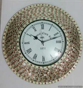 Horloge murale ronde en mosaïque de verre de 12 pouces - Product Image 4