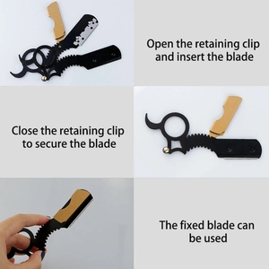 Lames interchangeables jetables rasoir pliant coupes de cheveux sourcils rasage-bords droits sécurité ménage pouces visage corps - Product Image 2