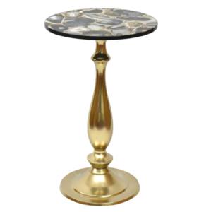 Mesa auxiliar de café redonda de aluminio de alta calidad con base de metal y mesa auxiliar moderna con acabado de bronce superior - Product Image 3