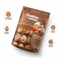 Sachet personnalisé imprimé haute qualité pour présentoir à biscuits, avec fenêtre transparente et fermeture éclair refermable, pour emballage de biscuits, chocolat, lait, gelée pour boulangerie
