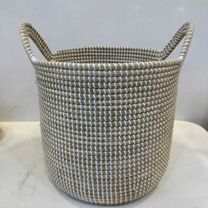 ตะกร้าสานจากหญ้าทะเลทรงกลม หรูหรา เป็นมิตรกับสิ่งแวดล้อม ใช้ได้หลากหลาย ขนาด M - Product Image 3