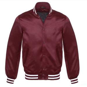 100% poliéster venta al por mayor OEM personalizado Varsity bordado acolchado forrado hombres personalizado béisbol bombardero Varsity chaqueta de satén para hombres - Product Image 3