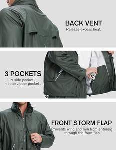 Veste coupe-vent pour la pêche, imperméable, à capuche, décontractée, unie, vêtements de pluie pour hommes et femmes, résistante, avec pantalon - Product Image 6