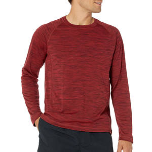 Camiseta de manga larga roja sólida personalizada de secado rápido que absorbe la humedad transpirable de poliéster ropa deportiva ligera camiseta de gimnasio - Product Image 2