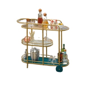 Nouvelle maison meubles de cuisine casier à vin en métal or mariage service boisson Bar chariot avec roues à bas prix - Product Image 1