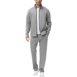 Survêtement bicolore à blocs de couleurs pour hommes, sweat à capuche en mélange de polyester et spandex, ensemble de jogging, séchage rapide, coupe ajustée, vêtements d'entraînement de gymnastique - Product Image 1