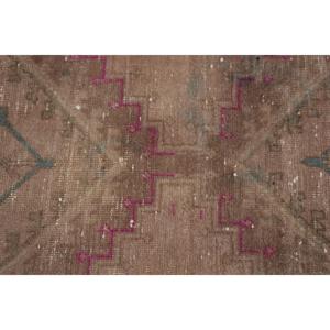 Tapis vintage 3,4 x 10,9 pieds, tapis turc, tapis marocain en laine marron - Product Image 5