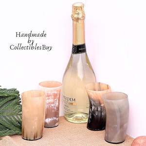 Verre décoratif artisanal en corne de buffle véritable avec support de style médiéval pour les amateurs d'histoire au prix le plus bas - Product Image 2