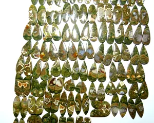 天然熱帯雨林ジャスパーRhyoliteジャスパーペア卸売価格イヤリングジュエリーを作るためのルース最新デザイン宝石