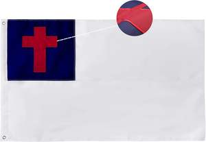 Drapeaux chrétiens américains brodés en polyester imperméable de 3x5 pieds, résistants, pour l'extérieur, Pâques, croix de Jésus, avec 2 œillets en laiton - Product Image 2
