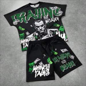 Streetwear d'été 2 pièces au design personnalisé pour hommes, ensemble de shorts et t-shirts respirants et à la mode, sérigraphie personnalisable - Product Image 2