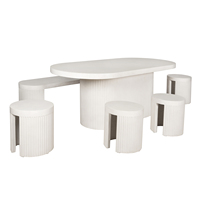 Mesa de Comedor de Hormigón Moderna y Ecológica, Ovalada, para 8 Personas, con Impresión de Logotipo Gratuita, para Uso Comercial en Hoteles y Entradas, Precio al por Mayor