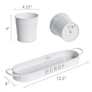 Wholesale Set of Three Handcrafted White Galvanized Metal Planters with <b>Tray</b> Powder Coated for Garden Decoration Customizable - Product Image 4