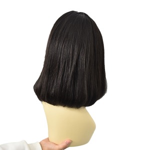 Pelucas de Color Natural vietnamita para mujeres negras, alta calidad, hecha a máquina, sin encaje, recta, Bob, con flequillo - Product Image 5