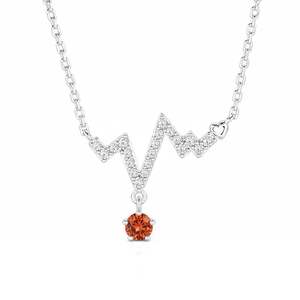 Jeulia Custom Heartbeat Necklace with Birthstone Diamond Pearl Alloy Link Chain - Product Image 4