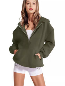 Sudadera con Capucha Informal para Mujer, Otoño, Forro Polar, Antibolitas, Color Sólido, con Diseño de Logotipo Estampado en la Parte Delantera - Product Image 4