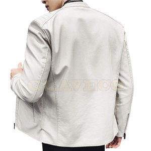 Lightweight Comfortable Men's <b>Winter</b> <b>Leather</b> <b>Jacket</b> with Stand Collar and Front Logo Waterproof & Breathable - Product Image 3