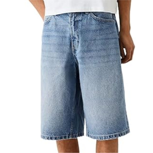 Short en jean bleu de vente chaude pour hommes 100% coton robuste taille moyenne décontracté Style droit Short en jean - Product Image 1