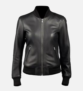 Chaqueta de moto personalizada para mujer Ajuste elegante PU/Opciones de cuero de piel de oveja genuina Algodón de punto MOQ bajo Producción a granel disponible - Product Image 5