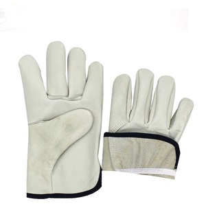 ถุงมือขับรถหนังแพะแบบมีปีกขนาด10นิ้วถุงมือหนังวัวสำหรับขับรถสีขาวสีเหลือง - Product Image 2