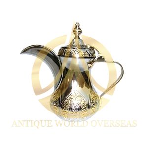 Cafetera árabe Dallah de latón hecha a mano de primera calidad, tetera tradicional de Oriente Medio, servidor de café árabe Vintage, regalo de decoración del hogar - Product Image 6