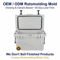 Moule de rotomoulage personnalisé OEM ODM 42QT Gris Glacière à roulettes avec roues orange, Vente directe usine
