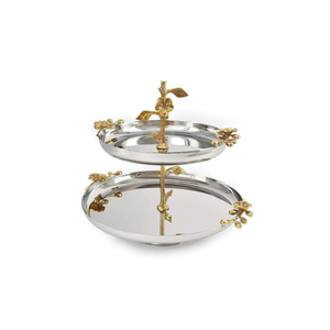 Elegance Home Tableware <b>Cake</b> Stand 2 <b>Tiers</b> Made of Stainless Steel With Metal Designer <b>Cake</b> Serving Stand for Party Use - Product Image 2