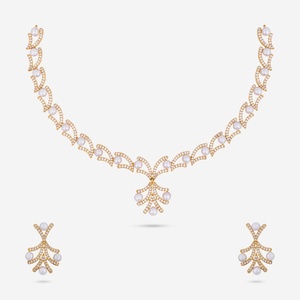 Vintage Classic <b>Beaded</b> Zircon Necklace <b>Set</b> for Wedding Engagement Party Gifts - Product Image 1