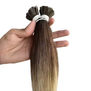 Supply High Quality Cuticle Aligned Hair Best Keratin Pre Bonded Ombre Blonde Flat Tip Human Hair Extension