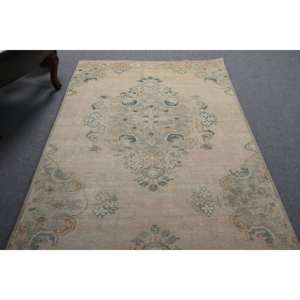 Alfombra clásica de lana de retazos beige y azul, 3,7x11 pies, respaldo de látex turco para decoración para sala de estar, 9x12, nueva alfombra para pasillo - Product Image 4