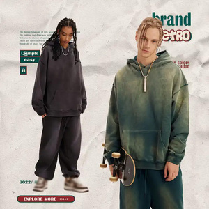 HAUTE QUALITÉ 2025 Sweat à capuche surdimensionné délavé à l'acide Haute qualité OEM personnalisé 100% coton Vintage lavé lourd pour hommes - Product Image 4