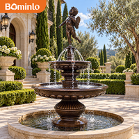 Fontaine à étages de luxe en bronze coulé, statue de Cupidon, élément aquatique classique en métal pour hôtel, parc, jardin, aménagement paysager
