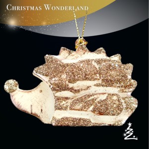 Decoración navideña de Año Nuevo, pintura de madera marrón imitada, adorno de erizo 3D Acrílico - Product Image 2