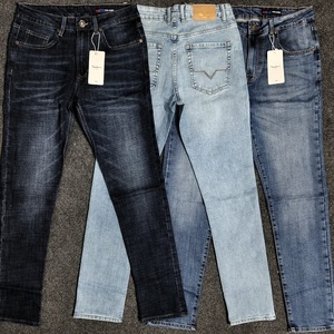 กางเกงยีนส์ทรงตรงเข้ารูปสำหรับผู้ชายผ้าคอตตอน100% สีน้ำเงินเข้มกางเกงสไตล์ฮิปฮอปสตรีทแวร์คลาสสิก - Product Image 6