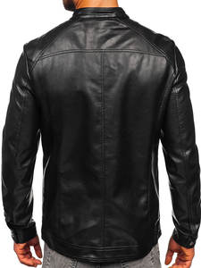 Chaqueta de cuero de estilo clásico para hombre personalizada a precio barato diseño de cremallera liso de moda de invierno de talla grande - Product Image 2