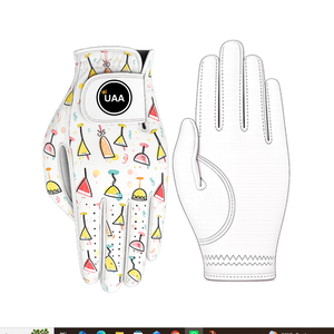 Professional Gents and ladies custom pattern golf gloves breathable Non <b>slip</b> custom logo printed cabretta leather golf gloves - Product Image 1