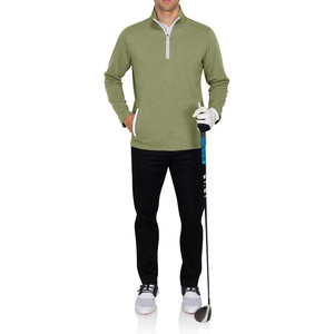 Long Sleeve Golf Shirt Soft Touch Breathable Sport Hoodie <b>Men</b> Quarter Zip Golf <b>Pullover</b> Anti-UV Quick Dry Plus Size - Product Image 3
