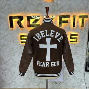 Veste pour homme en laine et soie brodée personnalisée à imprimé fin avec fermeture à bouton recouvert vestes de versity vestes Lettermen - Product Image 2