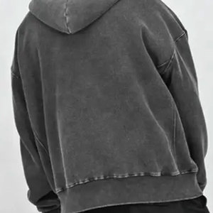 Sweat-shirt surdimensionné personnalisé lavé à l'acide sweat à capuche vintage lavé à la pierre avec sérigraphie hiver technique de teinture unie - Product Image 4