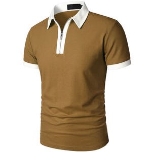 Polo informal personalizado con cremallera superior para hombre 3/4, ropa de trabajo a la moda, Camiseta lisa de manga corta, camisetas informales de calle para hombre - Product Image 5