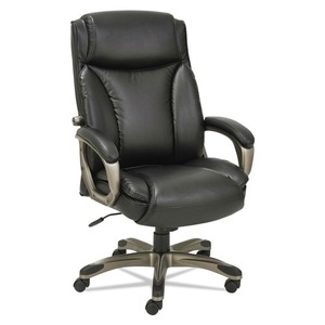 Chaise de direction en cuir à dossier haut Alera Veon Series ALEVN4119 avec caractéristiques ergonomiques et amortissement par ressorts hélicoïdaux Noir - Product Image 2