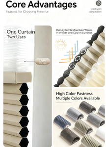 Maßgefertigte Elektrische <span class=keywords><strong>2</strong></span>-Zoll-Wabenplissees für Französische Fenster Horizontales Muster Modernes Design 100% Verdunkelungsstoff Schlicht - Product Image 5