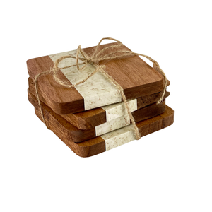 ถาดรองแก้วไม้หินอ่อนมีสไตล์ทรงสี่เหลี่ยมมีจุดยอดกลมสีน้ำตาลพร้อมแถบยาวที่ต้องการมากที่สุดราคาต่ำสำหรับโต๊ะอาหาร - Product Image 1