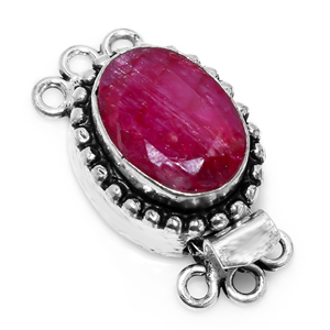 Antique Starling Silver 18k Gold Plated 26X15X10MM <b>Ruby</b> Gemstone Oval Box Clasp for Jewelry Making 1Strand 2Strand 3Strand B693 - Product Image 2