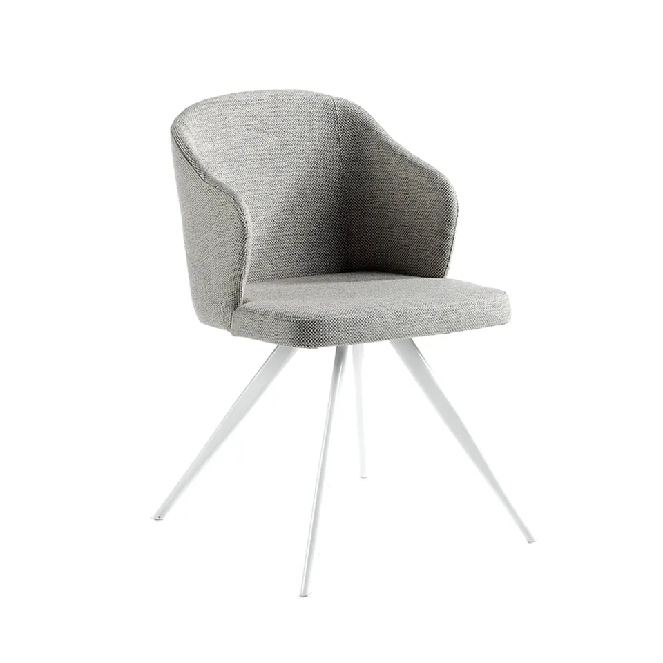 백색 강철 다리를 가진 직물에서 덮개를 씌운 호화스러운 디자인 의자 현대 직물 Dinning 정상 의자